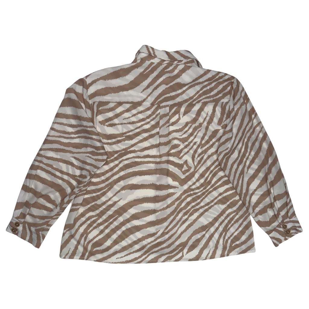 Zebra Print Button-Up Shirt – Beige