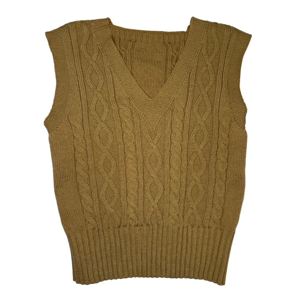 Braided Knit Vest – Gold & Brown