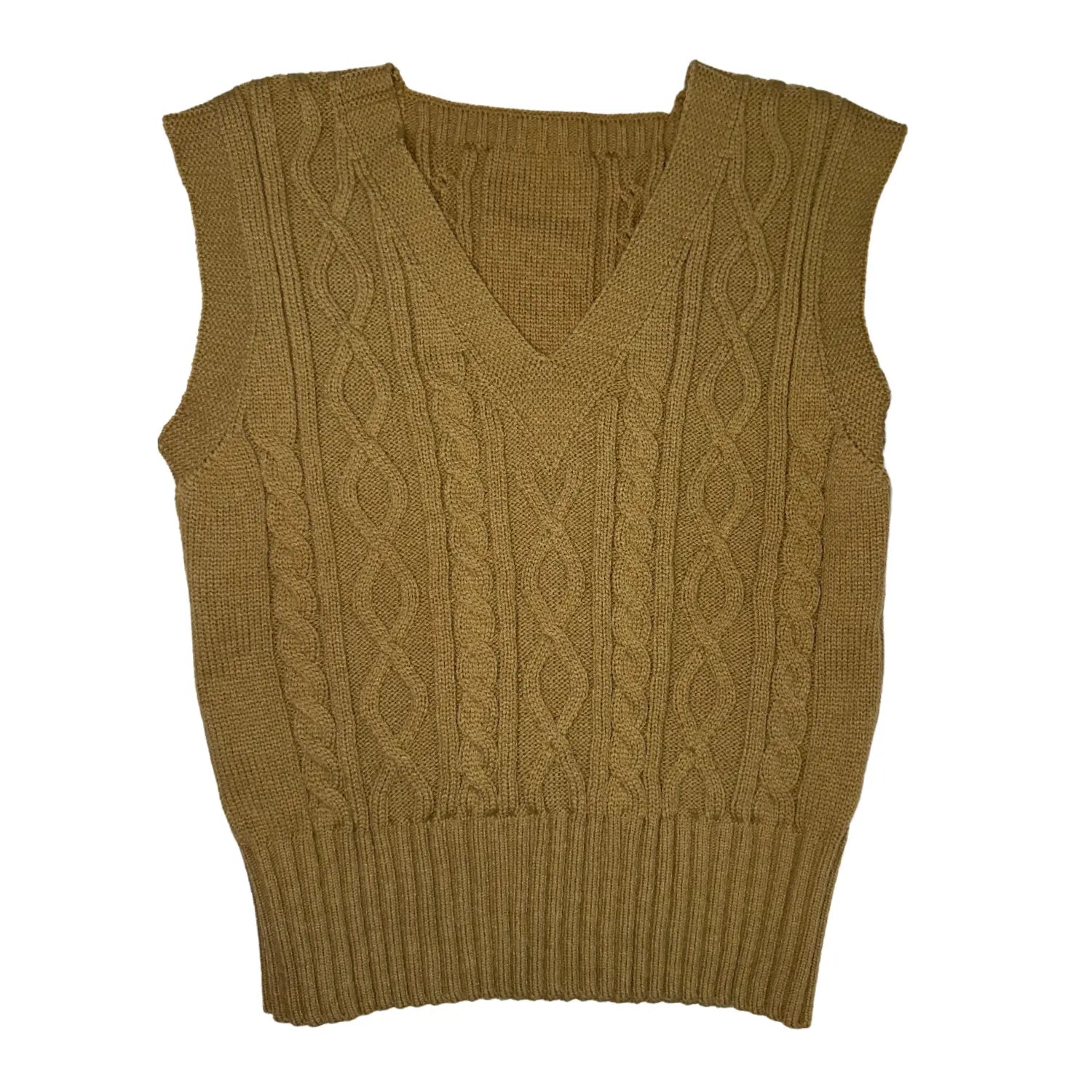 Braided Knit Vest – Gold & Brown