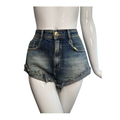 Morena Rosa Vintage Washed Green Denim Mini Shorts
