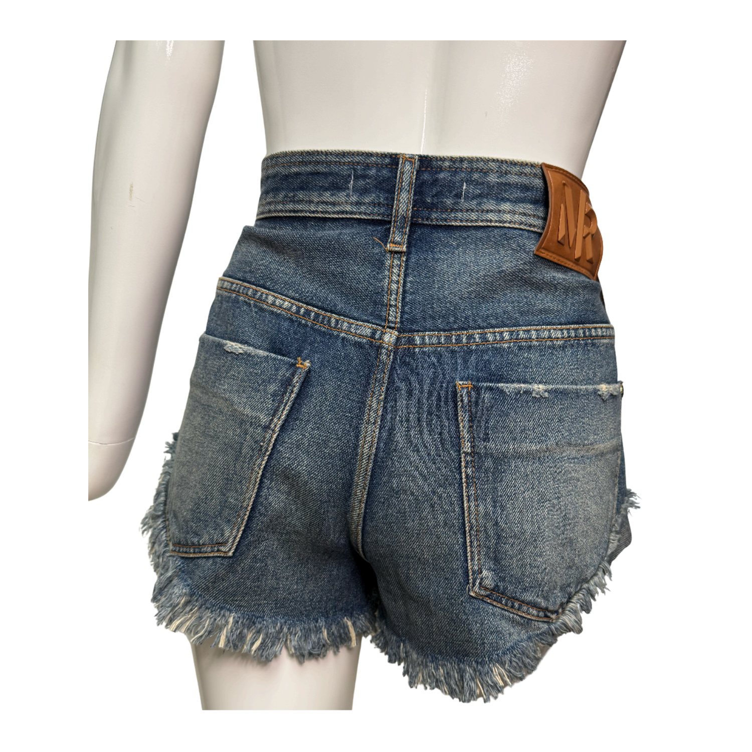 Morena Rosa Vintage Washed Green Denim Mini Shorts