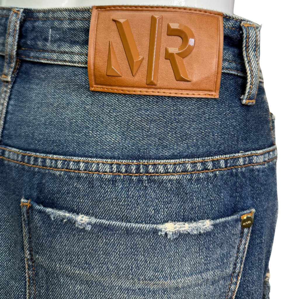 Morena Rosa Vintage Washed Green Denim Mini Shorts