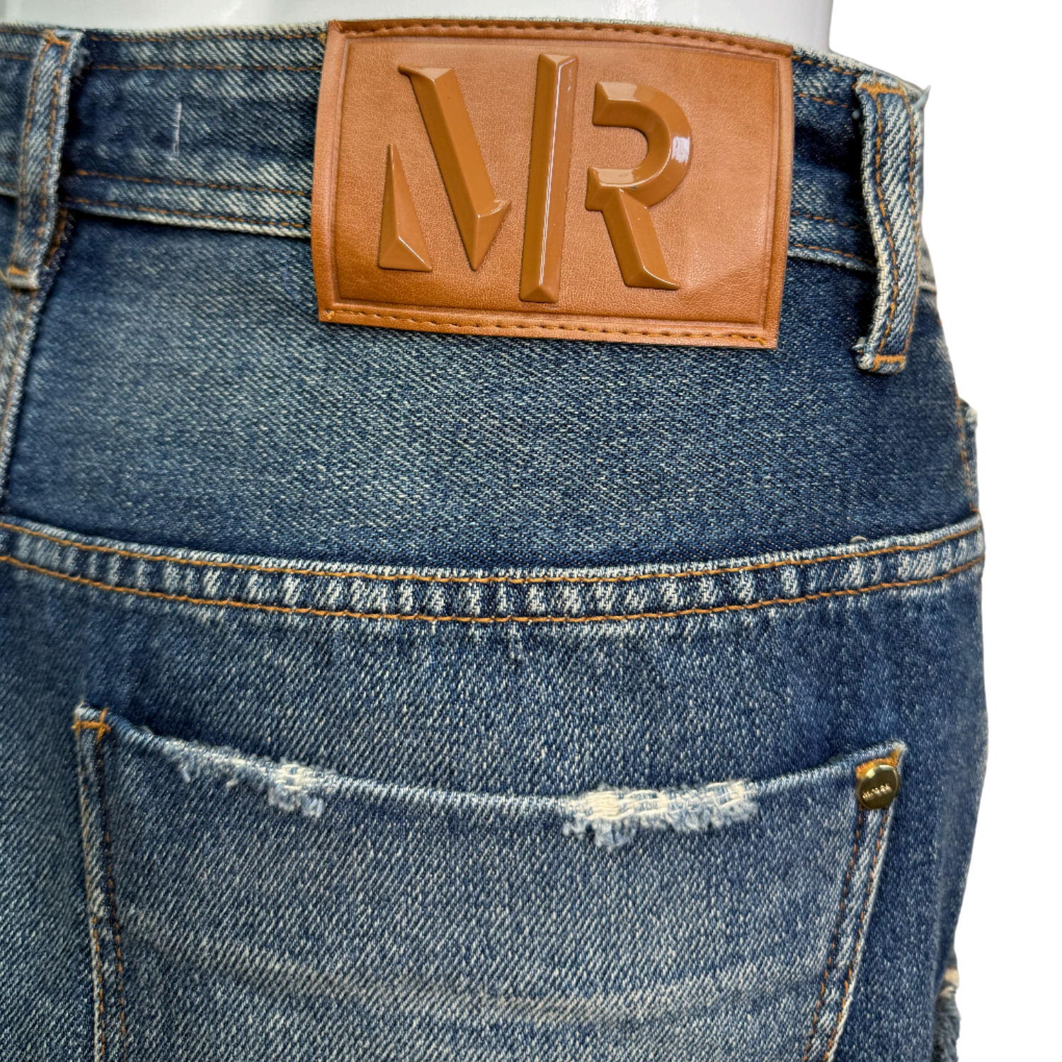 Morena Rosa Vintage Washed Green Denim Mini Shorts