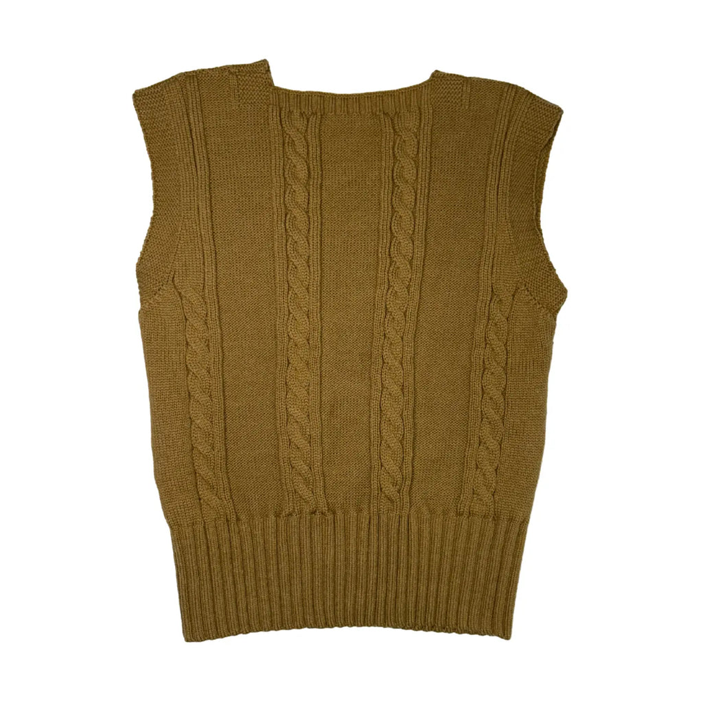 Braided Knit Vest – Gold & Brown
