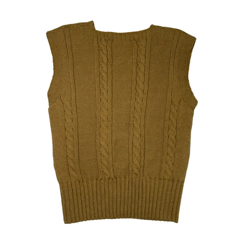 Braided Knit Vest – Gold & Brown