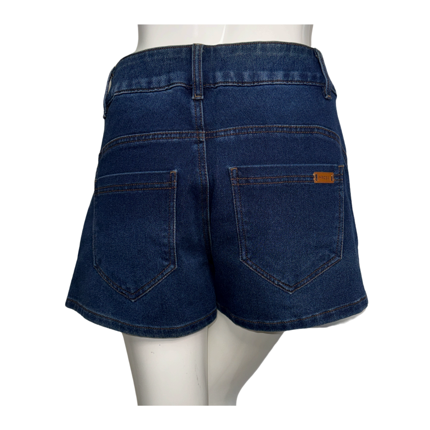 Morena Rosa Five Pocket Denim Shorts with Leather Bow Detail