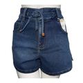Morena Rosa Five Pocket Denim Shorts with Leather Bow Detail