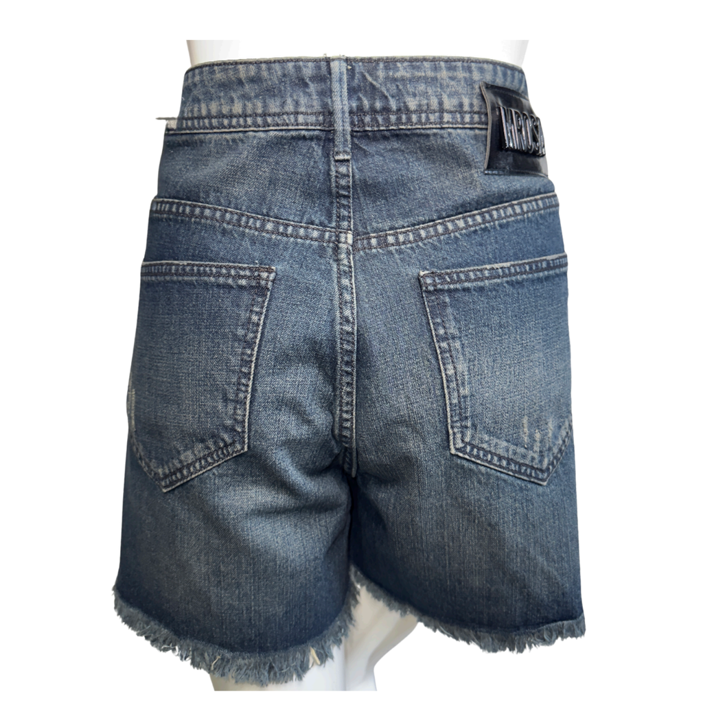 Black Suede Side Stripe Denim Shorts