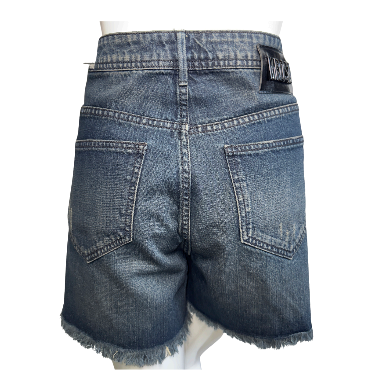 Black Suede Side Stripe Denim Shorts