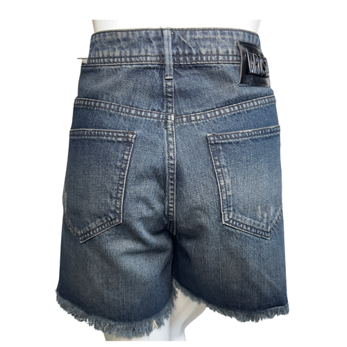 Black Suede Side Stripe Denim Shorts