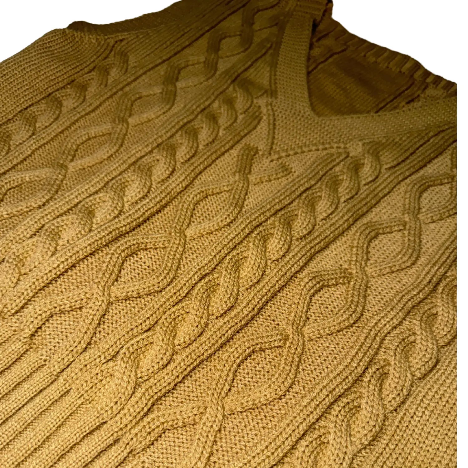 Braided Knit Vest – Gold & Brown