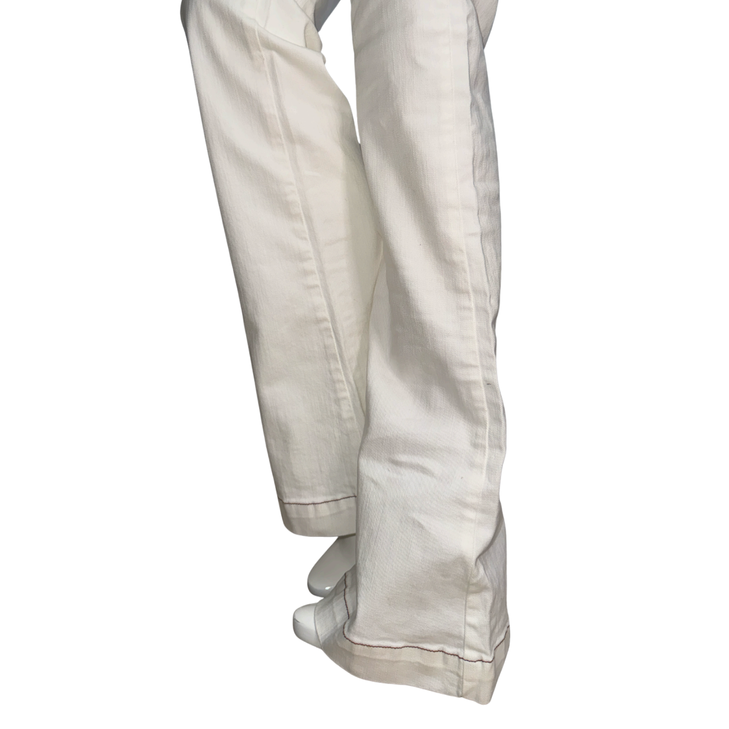 Morena Rosa White Tailored Pants with Wooden Bead Belt