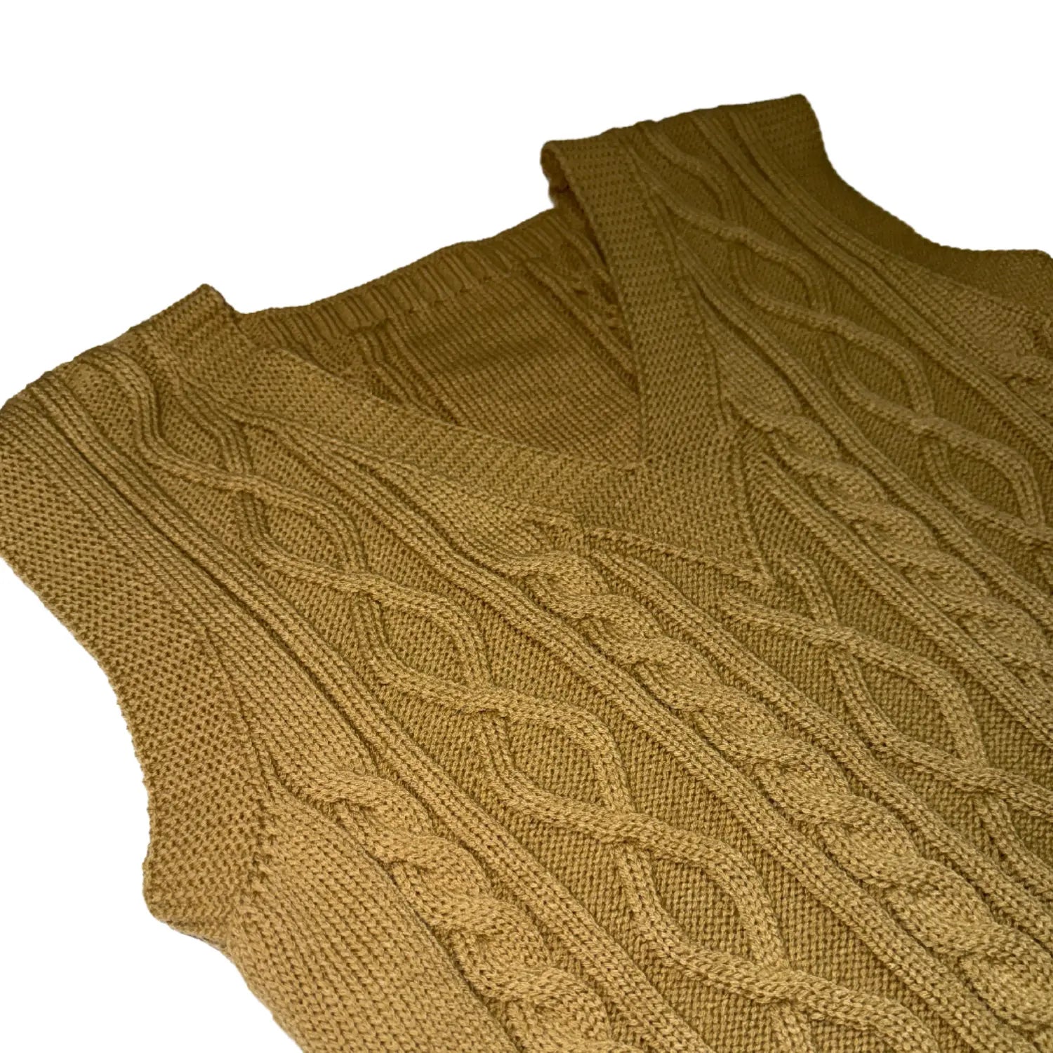 Braided Knit Vest – Gold & Brown