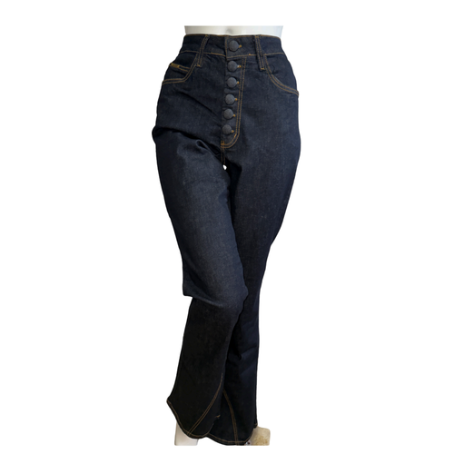 Contra Sensura Dark Blue Flare Jeans with Button Waist Detail