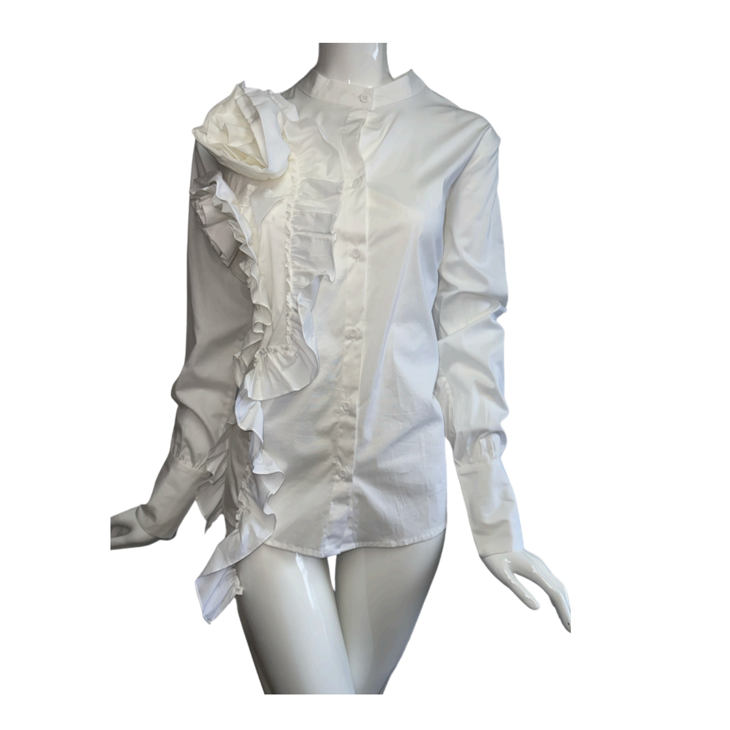 Helena White Floral Detail Fashion Shirt