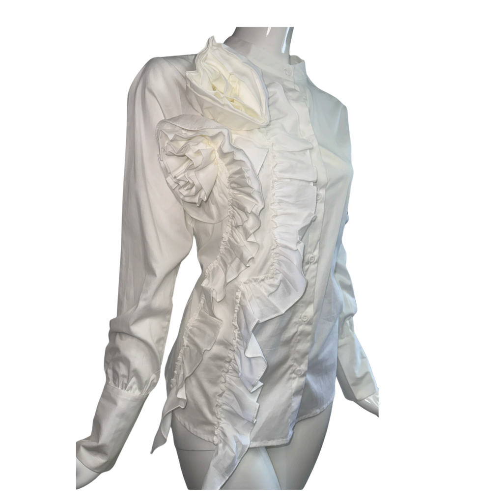 Helena White Floral Detail Fashion Shirt