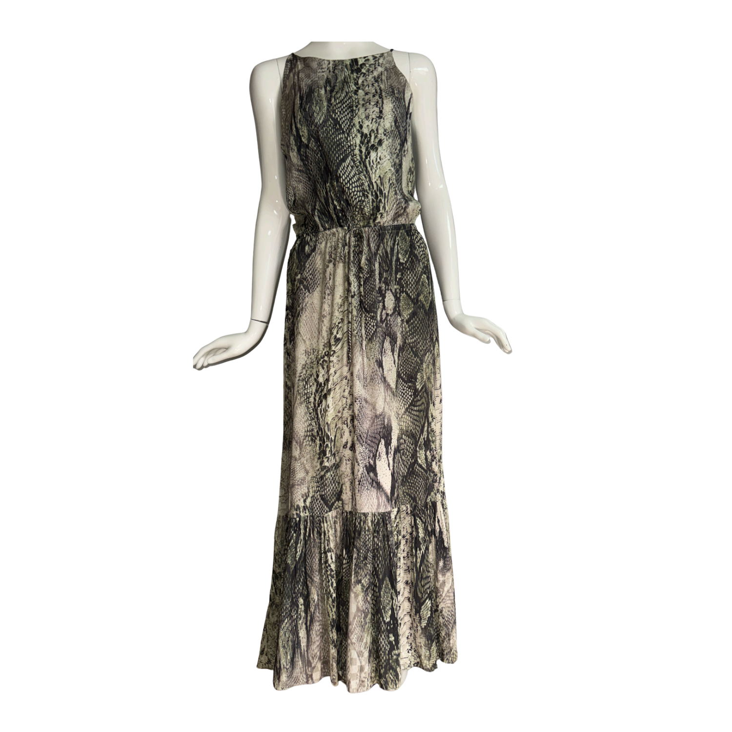 Green Python Print Maxi Dress