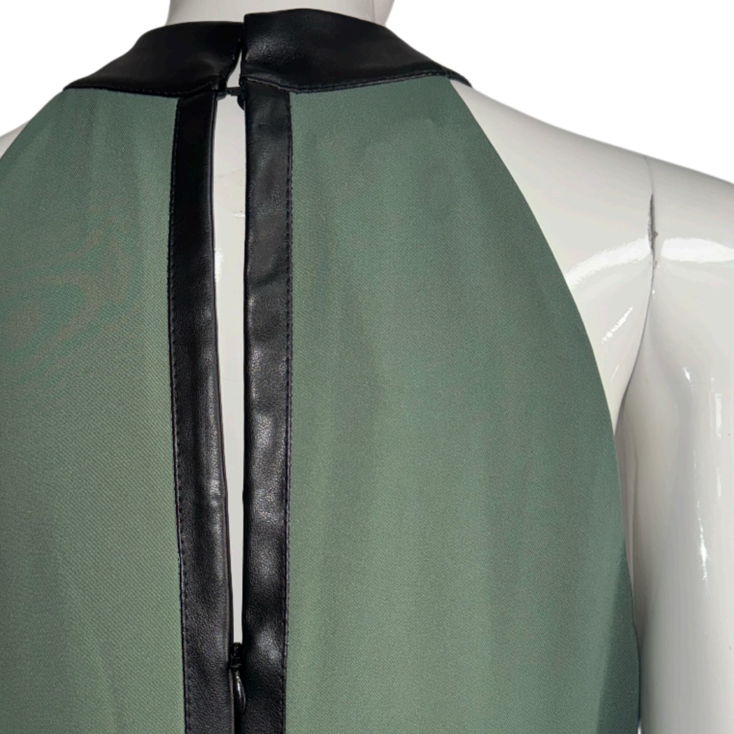Skunk Green Maxi Dress with Black Leather Belt Detail