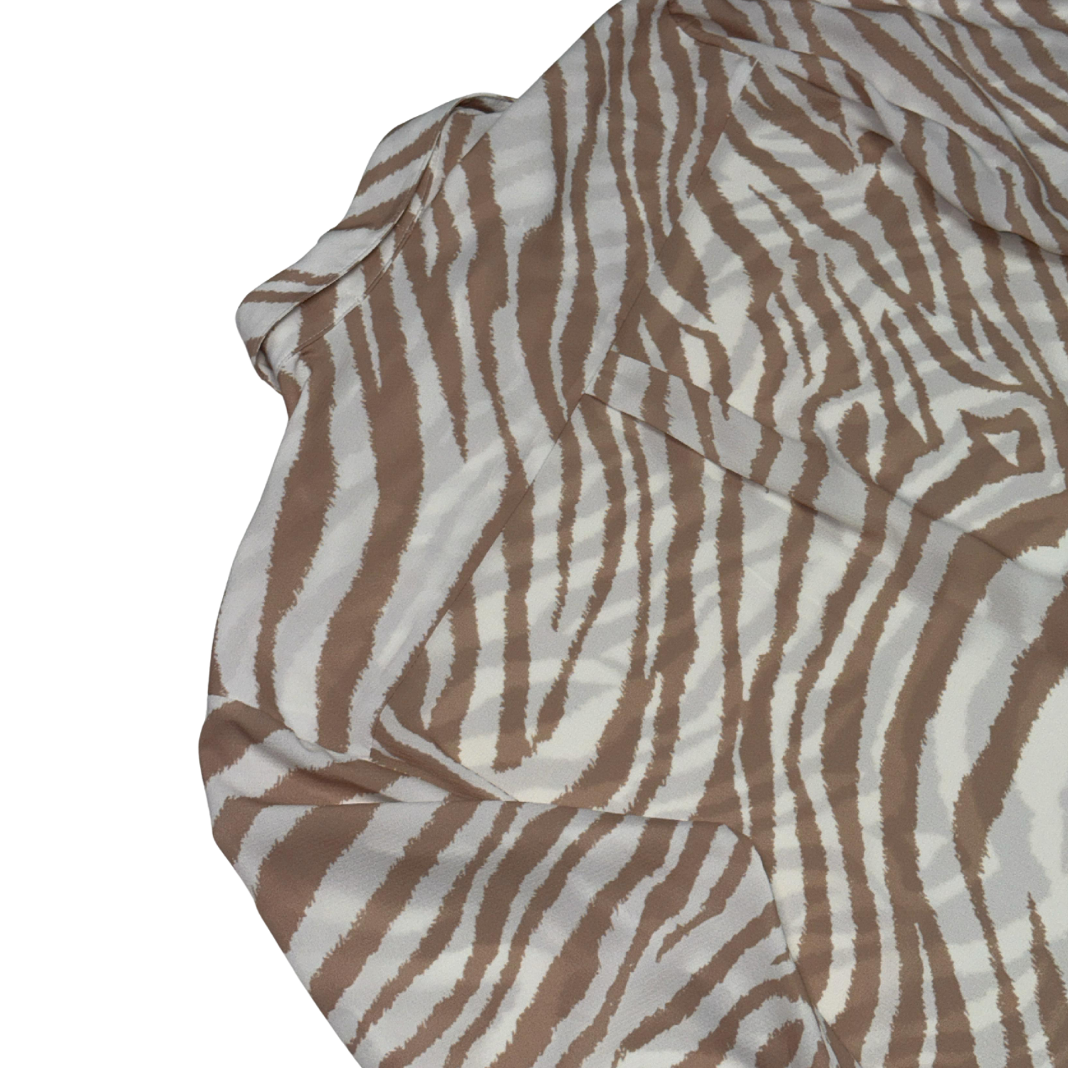 Zebra Print Button-Up Shirt – Beige