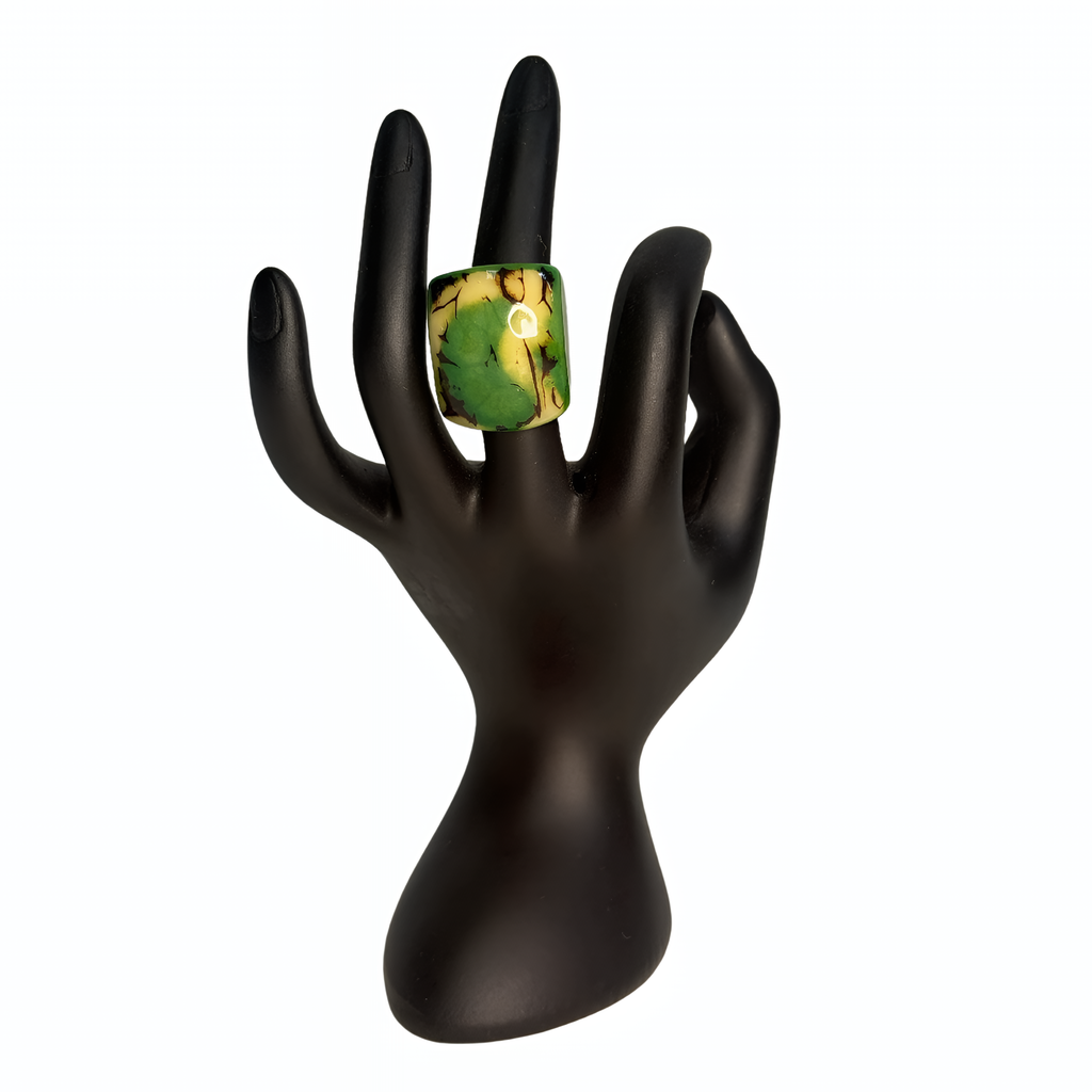 Brazil Green & Yellow Artisan Statement Ring