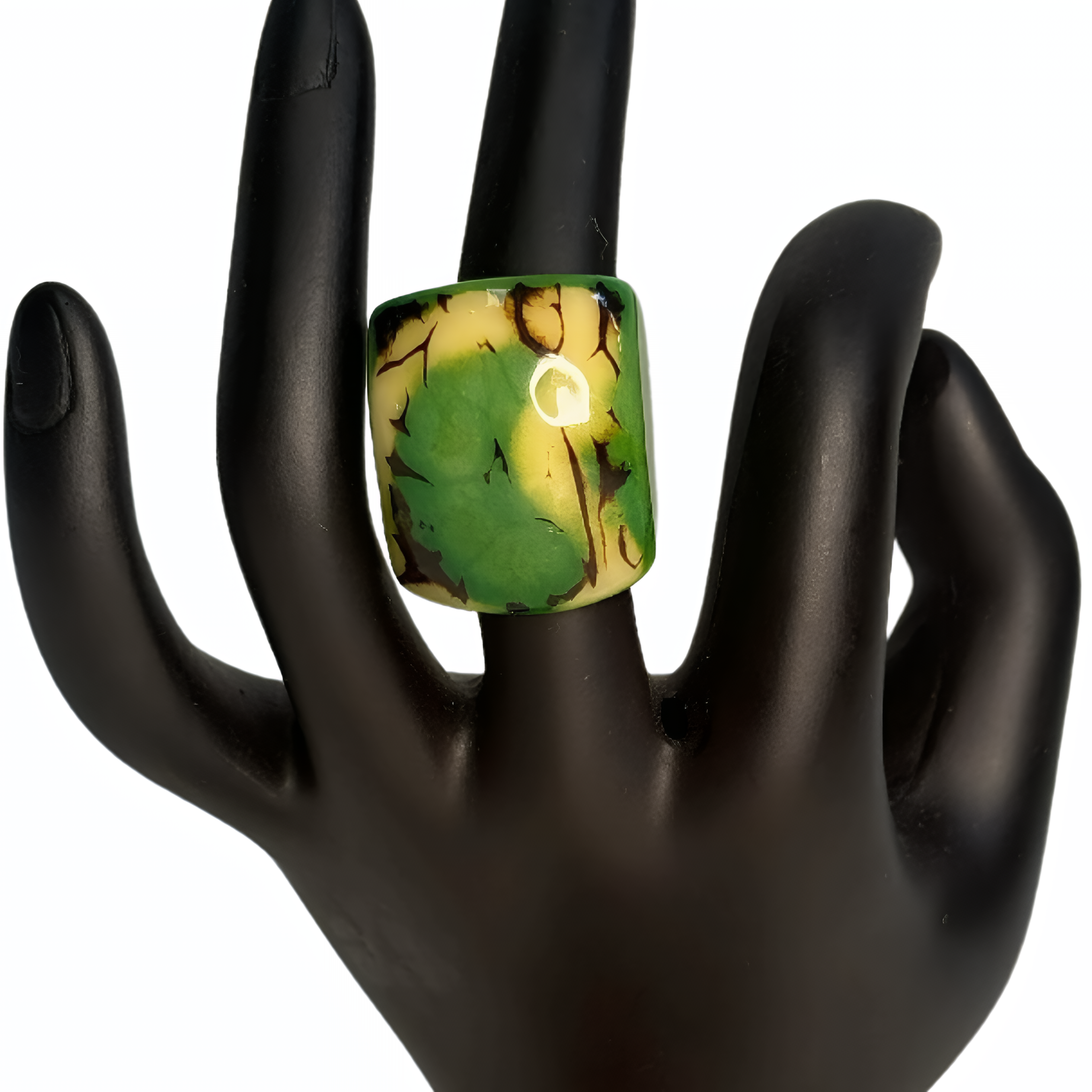 Brazil Green & Yellow Artisan Statement Ring