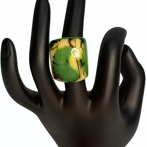 Brazil Green & Yellow Artisan Statement Ring