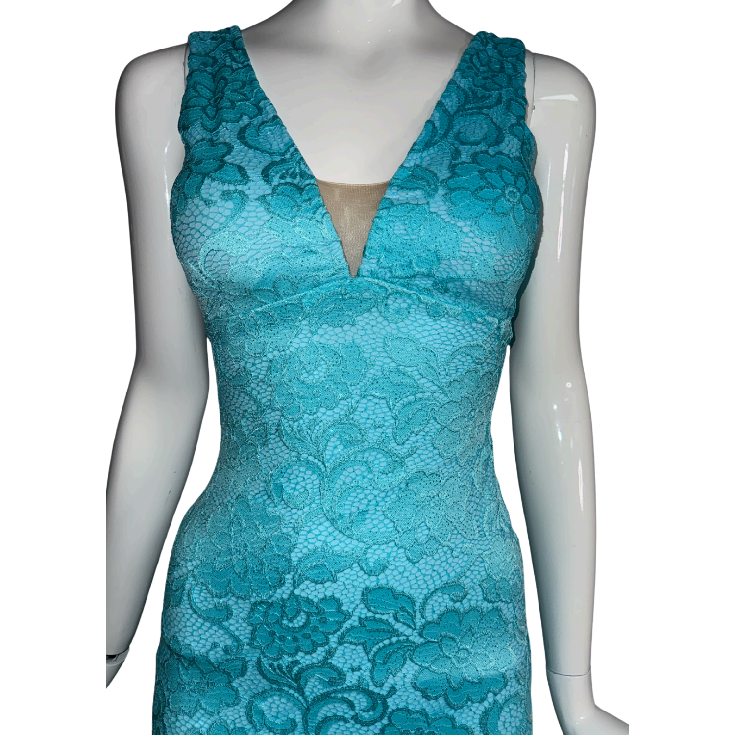 Lara Correa Celestial Blue Floral Lace Dress