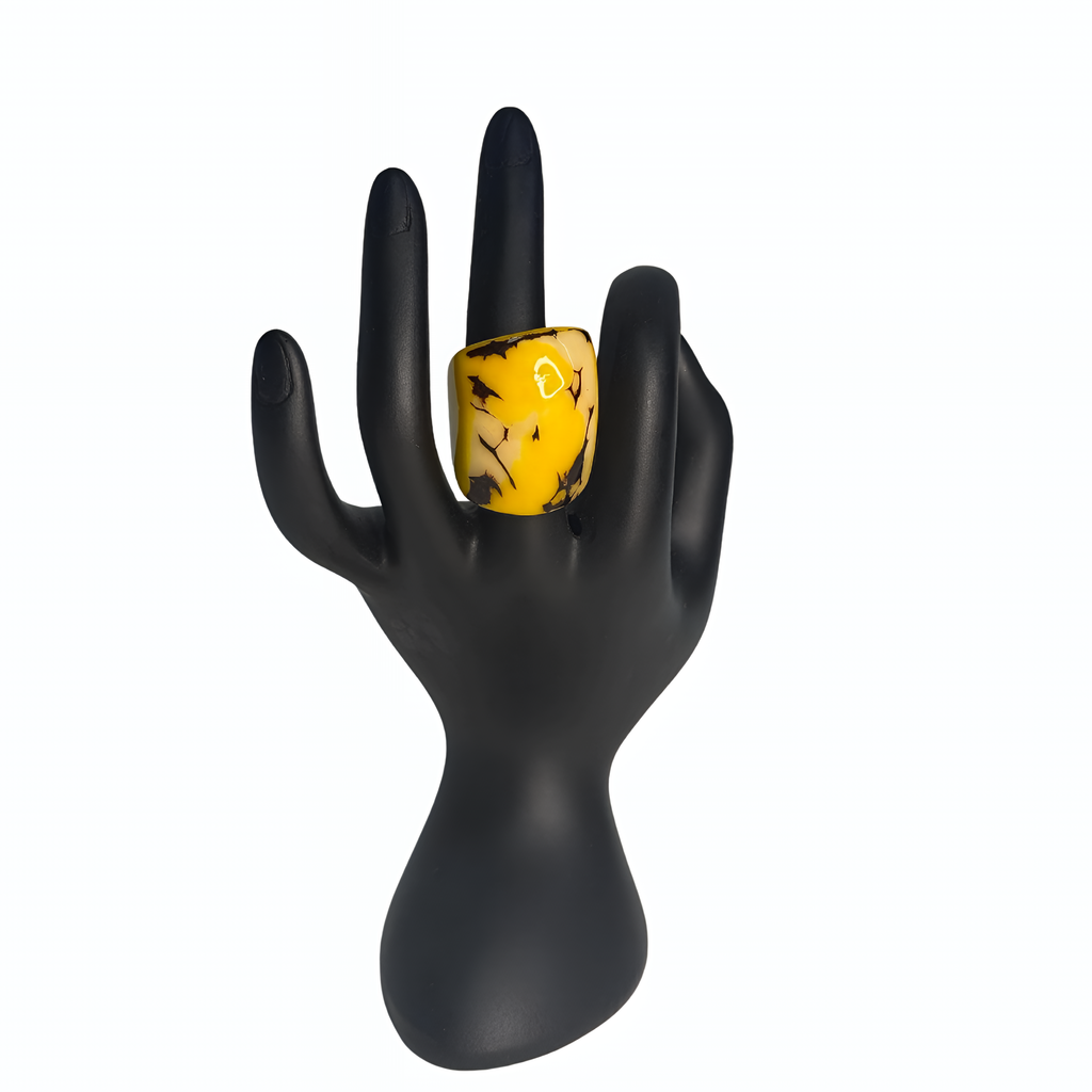 Yellow & Black Artisan Statement Ring