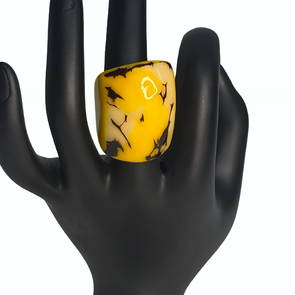 Yellow & Black Artisan Statement Ring