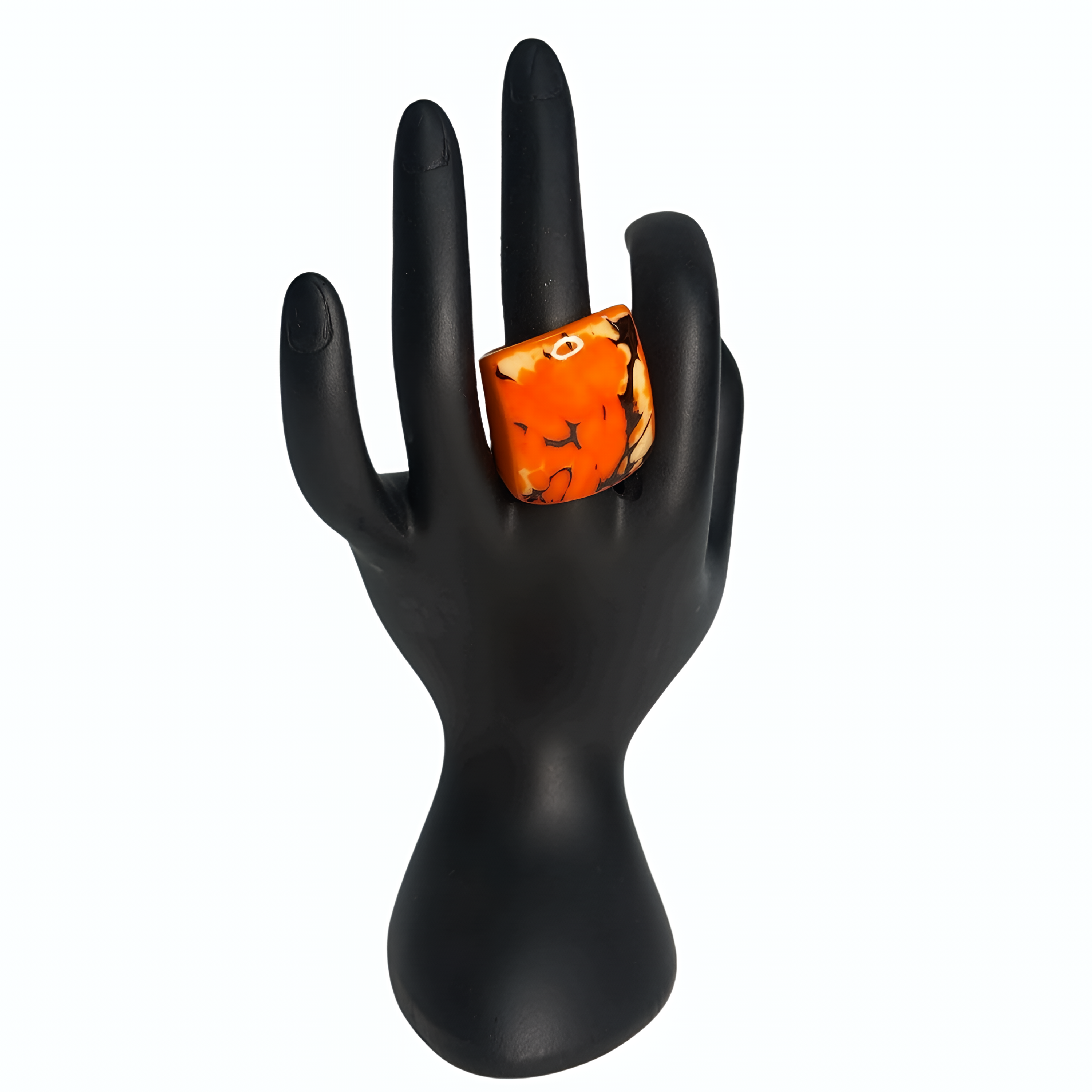 Orange, Yellow & Black Coconut Artisan Ring