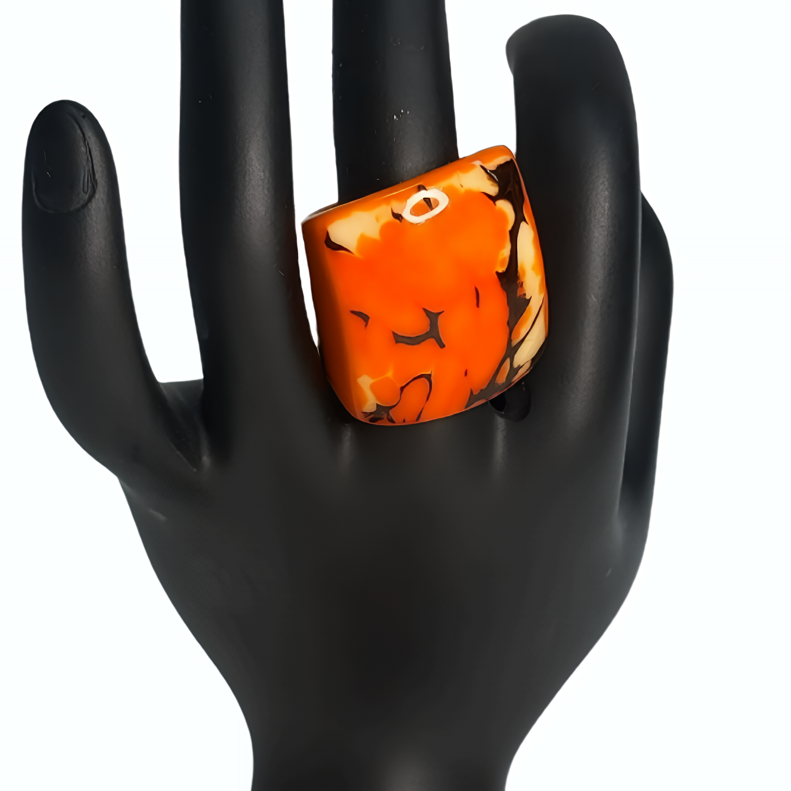 Orange, Yellow & Black Coconut Artisan Ring