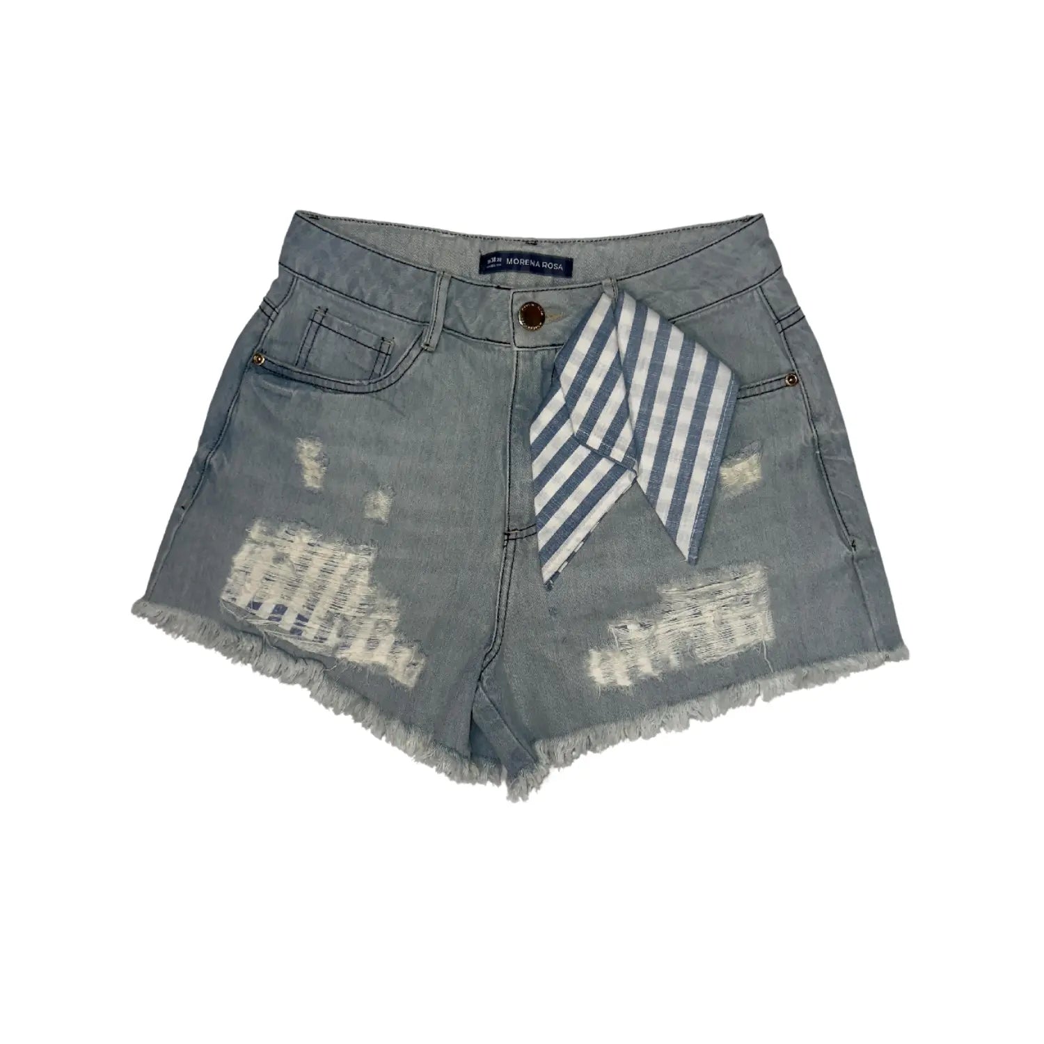 Striped Detail Denim Shorts – Morena Rosa