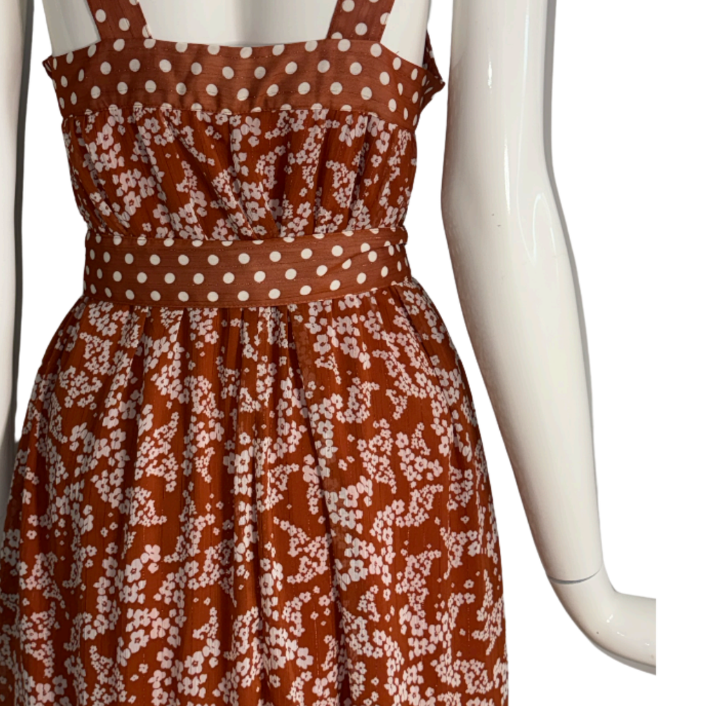 Satore Ferreira Bronze Floral Dress with Buckle Belt