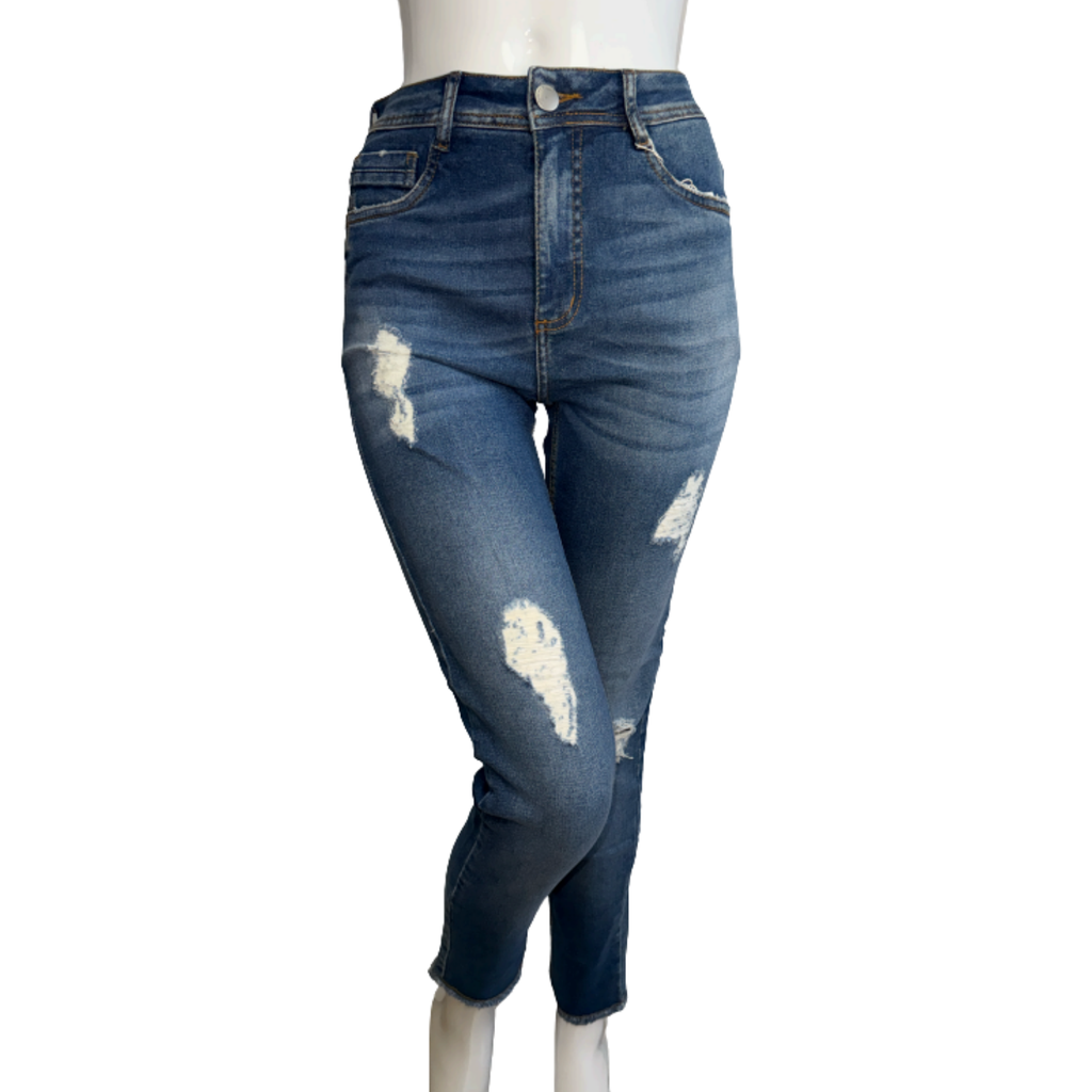 Morena Rosa Distressed Capri Jeans
