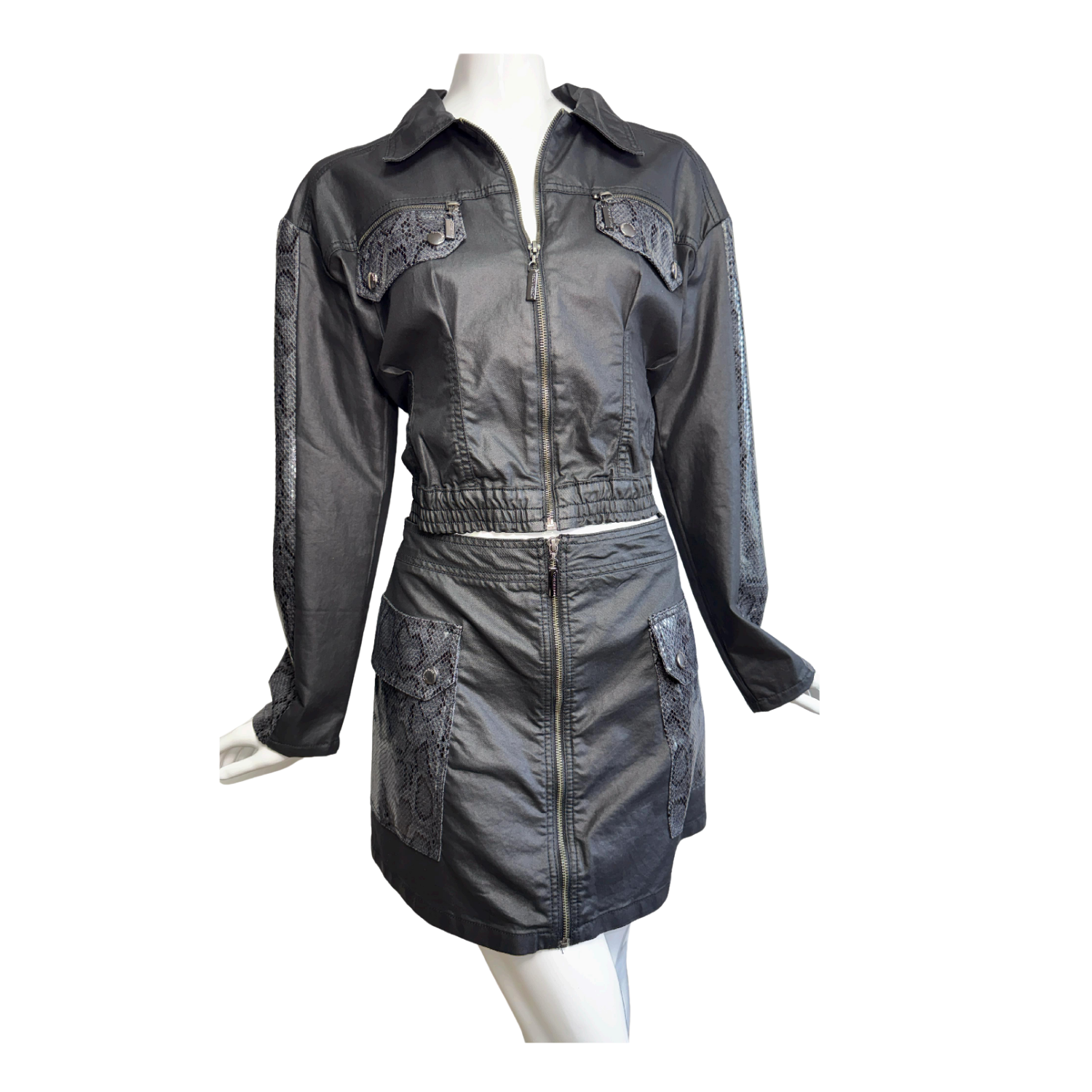 Morena Rosa Black Twill Skirt & Jacket Set