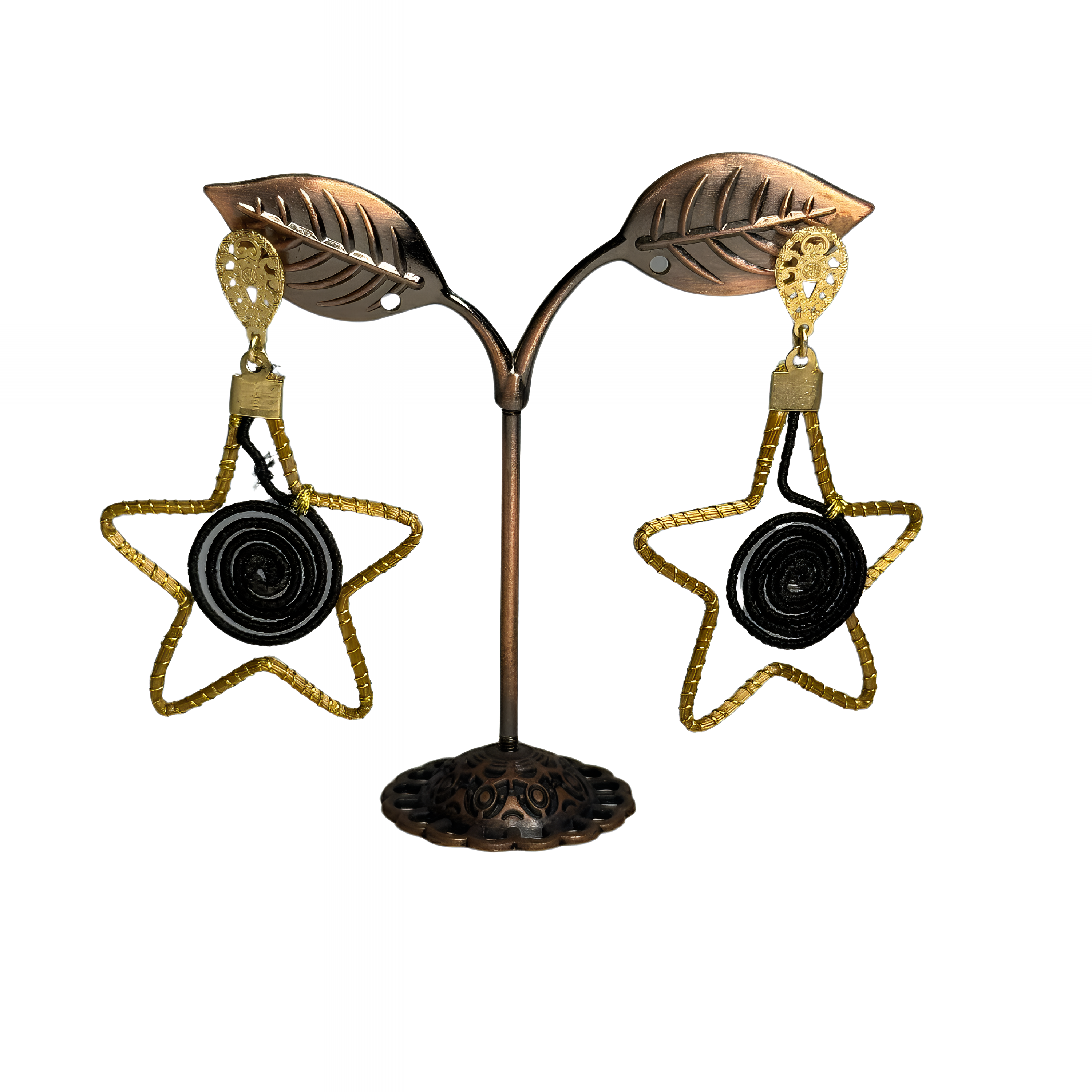 Star-Shaped Golden Grass Black Center