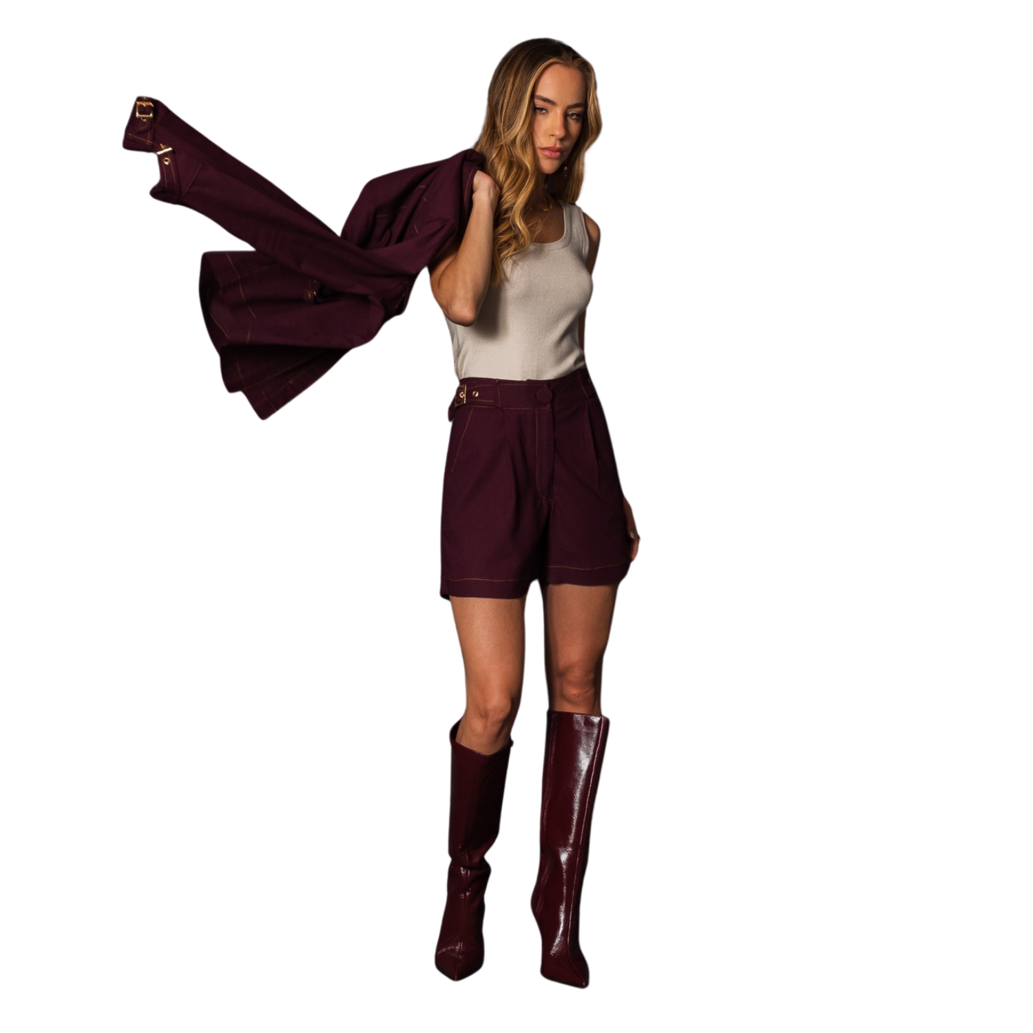 Satore Ferreira – Burgundy Linen Shorts