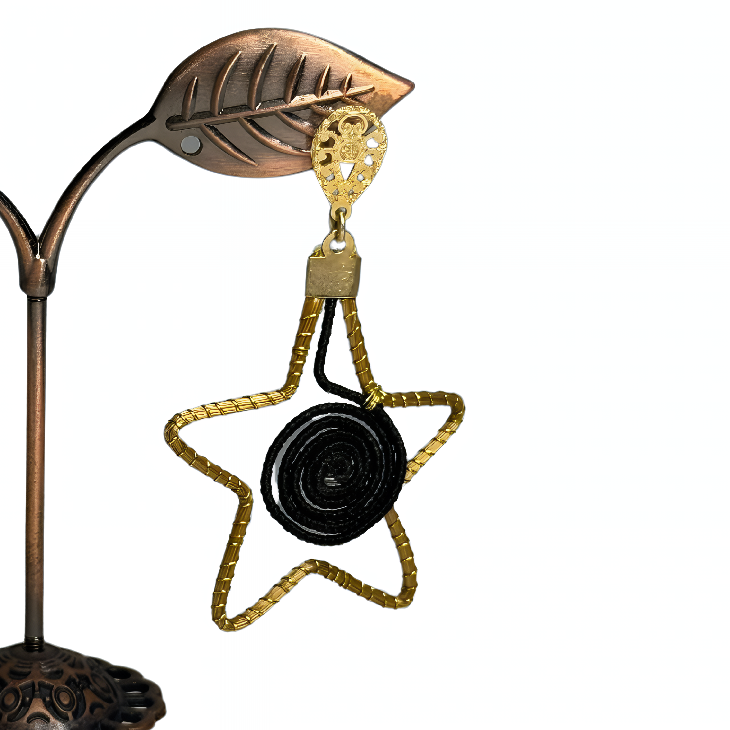 Star-Shaped Golden Grass Black Center