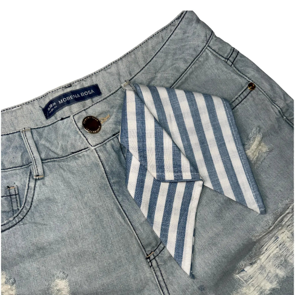 Striped Detail Denim Shorts – Morena Rosa