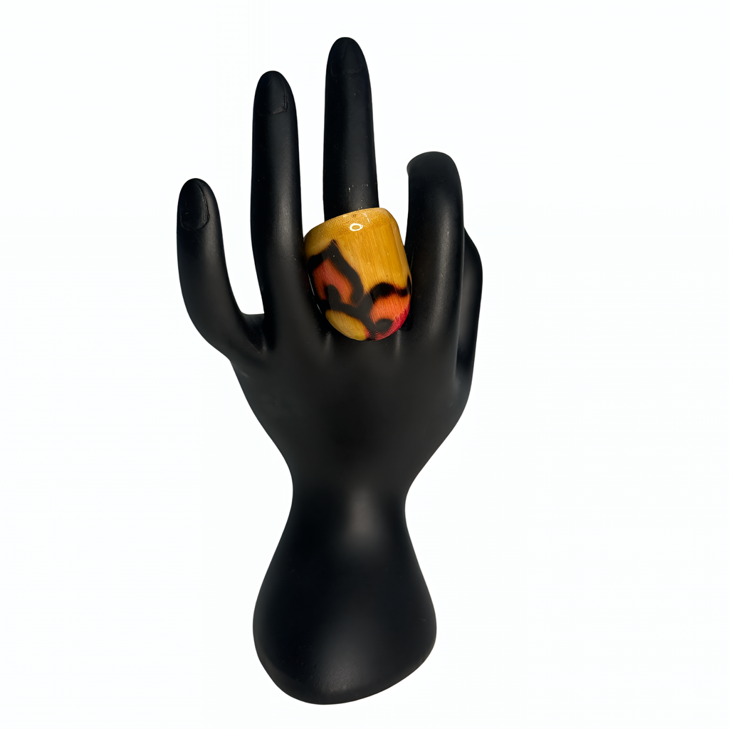 Yellow, Orange & Black Floral-Pattern