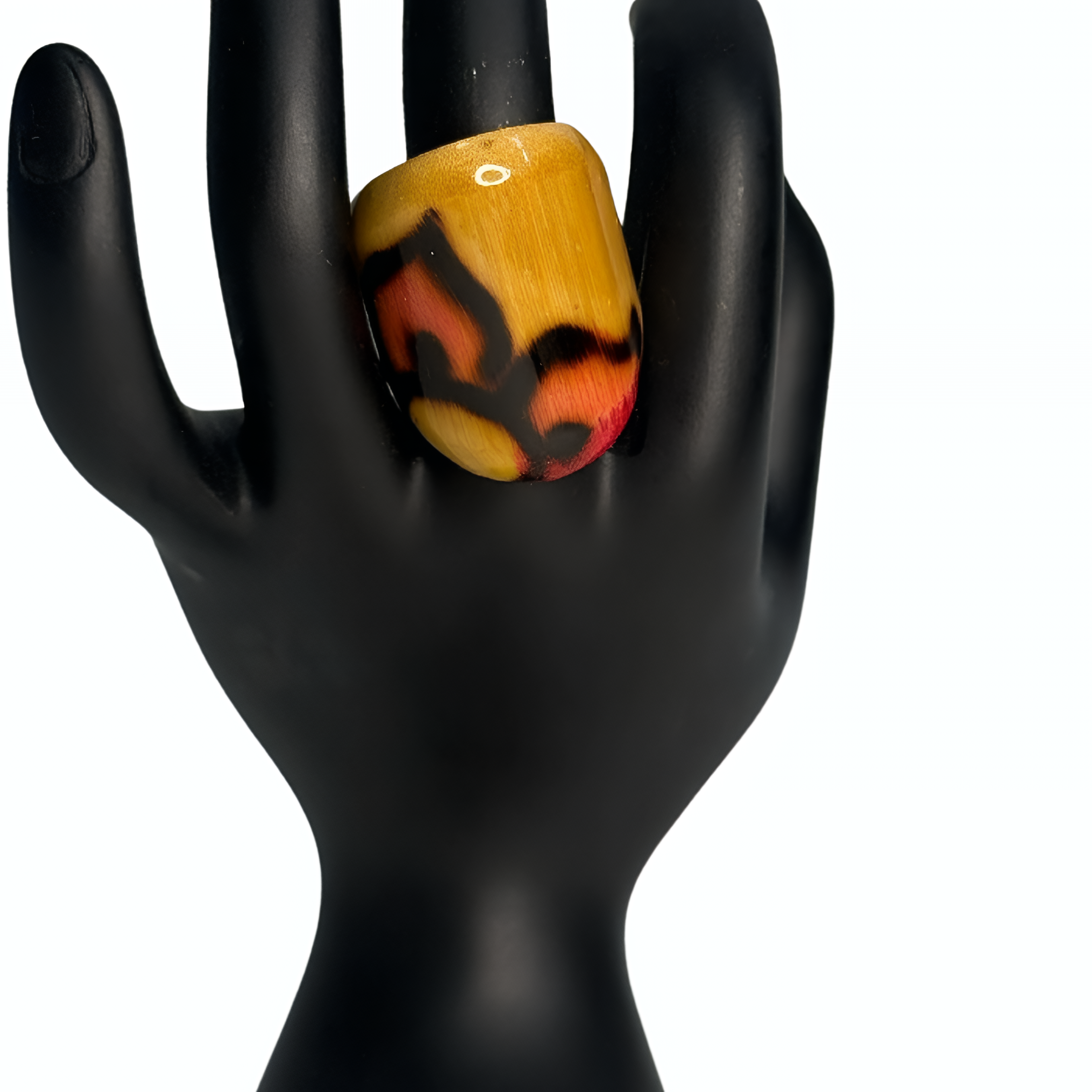 Yellow, Orange & Black Floral-Pattern