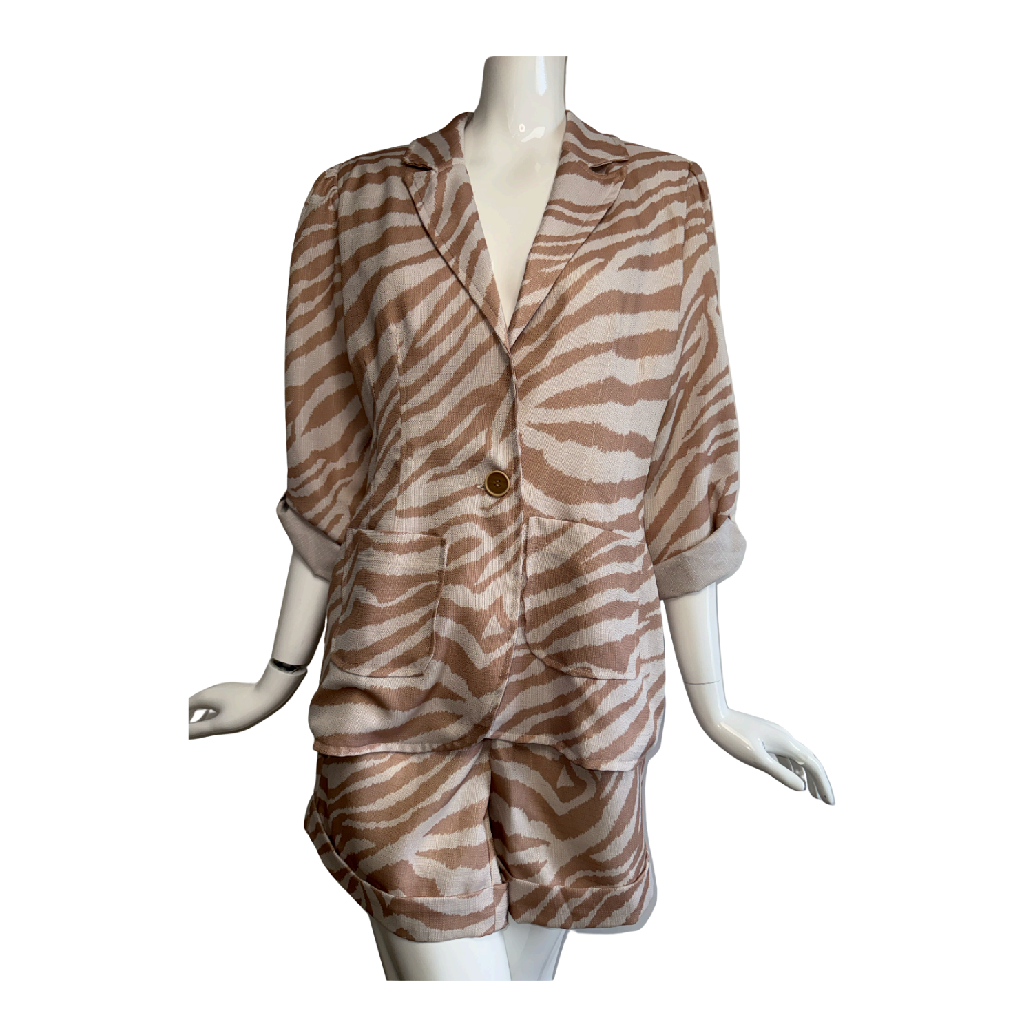 Mascato Leopard Print Blazer & Shorts Set